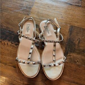 Valentino Women's Metallic Gold Studded Sandals